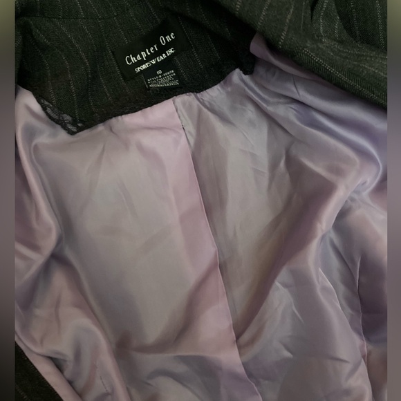 Chapter One Sportswear dark grey/lilac pin strip ladies Blazer, size 10 - Picture 4 of 4